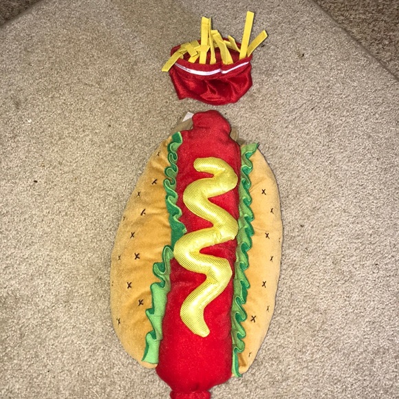 Dog Costume Hot Dog Fries Hat S/M Velcro Comfort - Picture 2 of 8